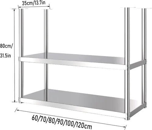 Vista 3 de Shelves Whftd Double Iayer 304 Stainless Steel Ceiling Storage Shelf, Hanging Floating Shelves, for Restaurant Bar Display Stand/Decorative Storage