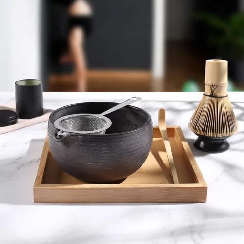 Vista 6 de ZENRC Kit de Ceremony Matcha – Batidor tradicional de bambú (Chasen) Scoop (Chashaku) Chawan Bowl con boquilla de vertido, soporte para batidor