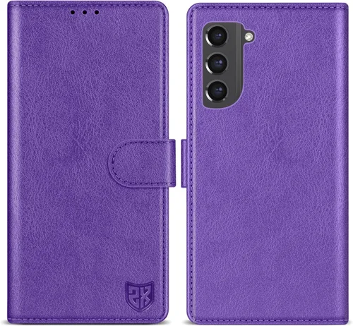 Vista 8 de ZZXX Funda tipo cartera para Samsung Galaxy S21 FE con bloqueo RFID, ranura para tarjetas, función atril, cierre magnético, funda protectora