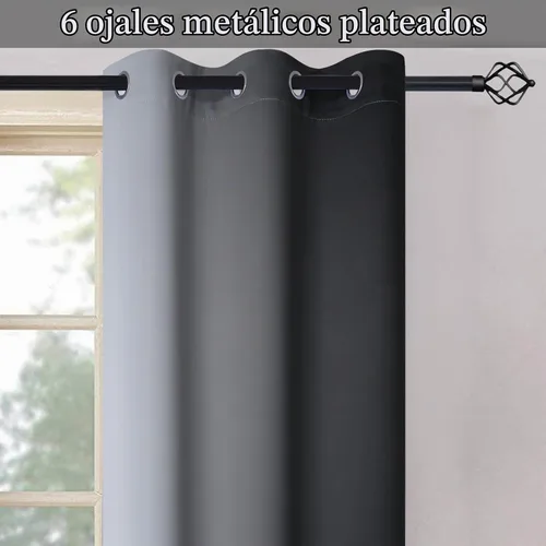 Vista 5 de SimpleHome Cortinas Ombre de negro a gris y blanco para sala de estar, 42