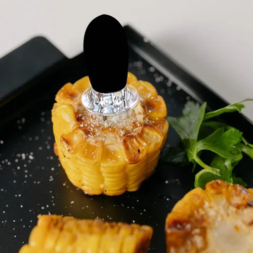 Vista 7 de 16 unidades/8 pares de soportes de maíz negro – soportes de mazorca de maíz de acero inoxidable, brochetas de diseño entrelazado para cocinar