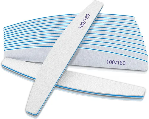 Vista 10 de BLESWIN Lima de uñas de grano 100/100, 25 piezas profesional de doble cara, herramienta gruesa reutilizable y lavable para uñas acrílicas y de gel