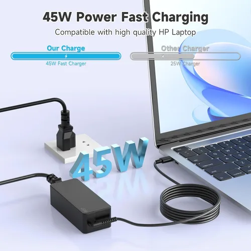 Vista 6 de Adaptador de CA USB-C de 45 W compatible con Acer Chromebook N/Q, Spin, C y R Series