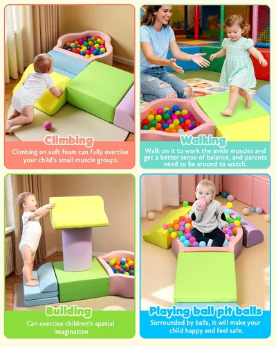 Vista 5 de Markdang - Juego de juegos suaves, bloques de escalada de espuma para bebés con parte inferior de partículas antideslizantes para niños de 6 a 24
