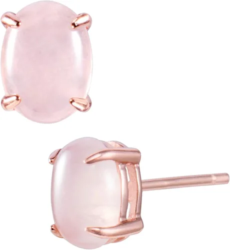Vista 9 de Aretes de cuarzo rosa en plata de ley y baño de oro rosa de 14 quilates, Plata de ley