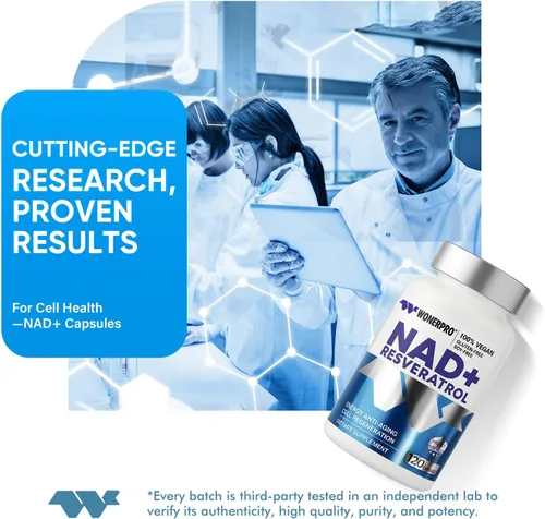 Vista 8 de Suplemento NAD+ de 1500 mg puro orgánico, NAD+ Resveratrol y vitamina B3 para mujeres y hombres, refuerzo energético y apoyo antienvejecimiento, 120