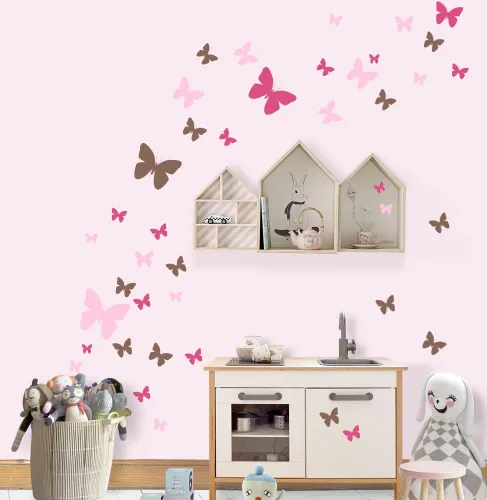 Vista 4 de Calcomanías de pared de mariposas para adolescentes y niñas, calcomanías de pared para dormitorio, decoración de habitación de niños, decoración