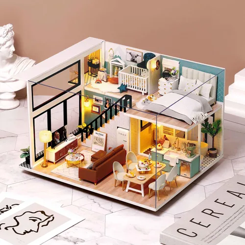 Vista 2 de TuKIIE Kit de Casa de Muñecas en Miniatura DIY con Muebles, Escala 1:24 Habitación Creativa Mini Casa de Muñecas de Madera Accesorios Más A Prueba