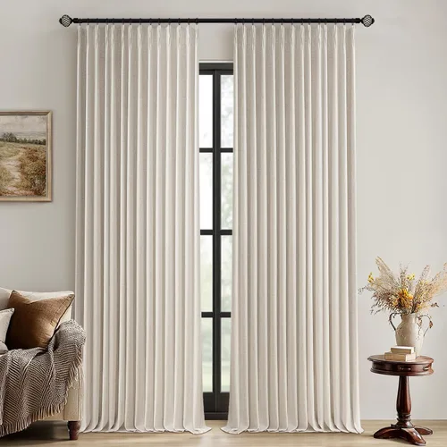 Vista 10 de MIULEE - Cortinas de lino beige con pliegues a presión 100% opacas para dormitorio, cortinas de ventana con memoria y bloqueo de luz para oscurecer