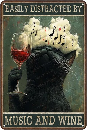 Vista 10 de Cartel de metal divertido vintage con diseño de gato de cocina con texto en inglés «Cat Never Trust A Skinny Cook», póster de metal para el hogar
