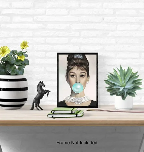 Vista 5 de Audrey Hepburn - Arte de pared de Audrey Hepburn azul, Holly Golightly, arte de pared glamoroso, póster de película vintage, regalo para mujeres
