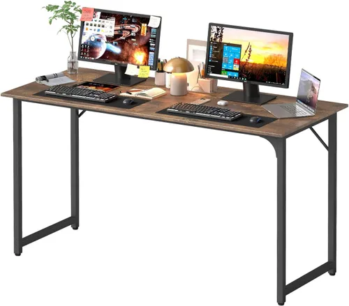 Vista 28 de PayLessHere Escritorio para computadora de 32 pulgadas Negro Escritorio de oficina con marco de metal, pies ajustables Superficie resistente
