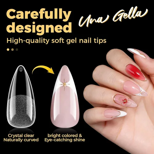 Vista 6 de UNA GELLA Puntas de uñas medianas de aguja 240 unidades, uñas de gel suave