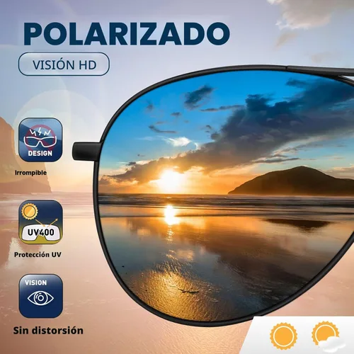 Vista 9 de Gafas de sol polarizadas aviador para hombre y mujer Marco A1-Negro Lente Gris