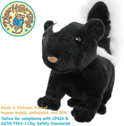 Vista 5 de TigerHart Seymour The Skunk - Peluche de 8 pulgadas de largo (medida de cola no incluida)