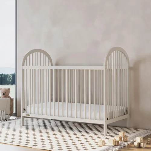 Vista 2 de Graco Cuna convertible Olivia (avena helada) – Certificado GREENGUARD Gold, 100% madera maciza, se adapta a colchón de cuna estándar, cuna de bebé