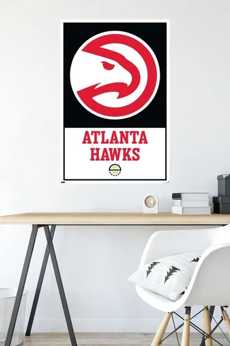 Vista 4 de Trends International NBA Atlanta Hawks - Póster de pared con logotipo 21, 22.375 x 34 pulgadas, versión sin marco