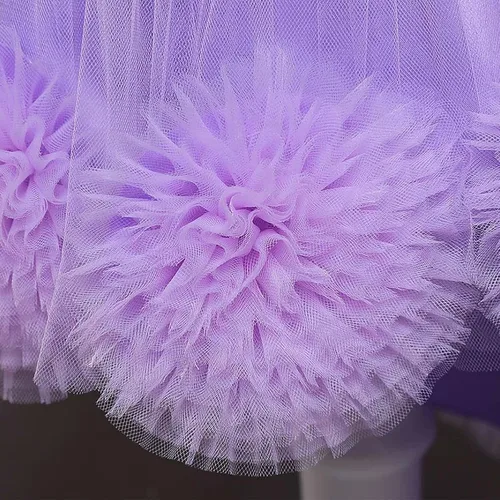 Vista 6 de Vestido de princesa para niñas para boda, fiesta de cumpleaños, vestido de tul alto bajo, vestido de baile de lentejuelas con tren