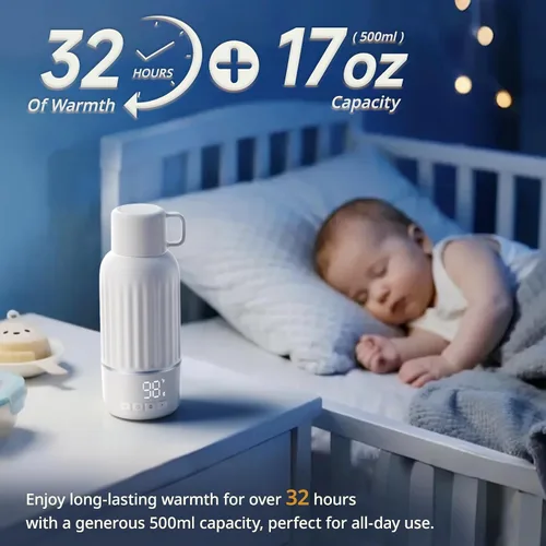 Vista 3 de Snow Bear Calentador de biberones portátil para viajes, calentamiento rápido en 2.5 minutos para leche materna, batería de 10200 mAh con pantalla