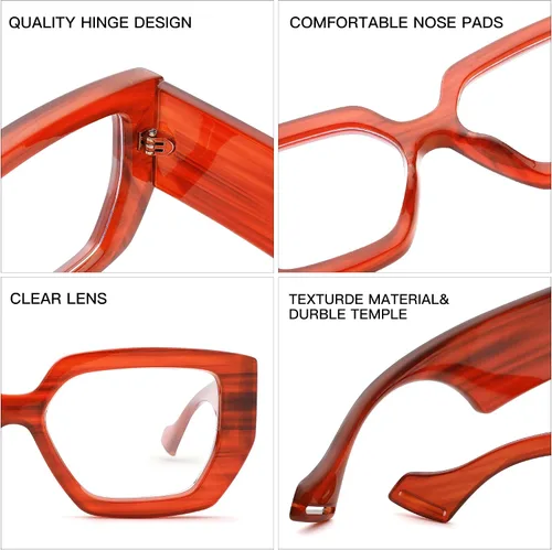 Vista 6 de Hycredi Gafas de luz azul de marco grueso para mujeres y hombres, anteojos cuadrados de gran tamaño para juegos de computadora con lente transparente