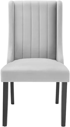 Vista 6 de Modway Renew Parsons Performance - Sillas auxiliares de terciopelo para comedor, juego de 2 unidades, color gris claro
