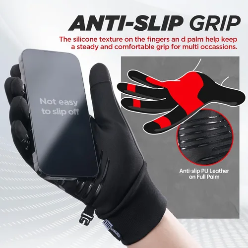 Vista 4 de Guantes de invierno para hombres y mujeres, cálidos, térmicos, resistentes al viento, pantalla táctil, antideslizantes, para ciclismo, conducir