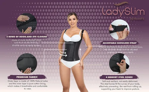 Vista 5 de Fajas Colombiana - Chaleco de látex completo para entrenamiento de cintura y faja moldeadora de cuerpo