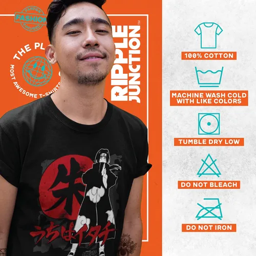 Vista 4 de Ripple Junction Naruto Shippuden Itachi Symbols - Camiseta unisex para adultos, Negro