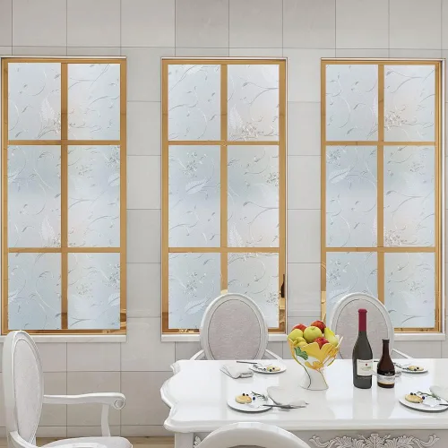 Vista 4 de Película de privacidad esmerilada para ventana, calcomanías decorativas de vinilo para ventana, adhesivos estáticos, sin pegamento, película