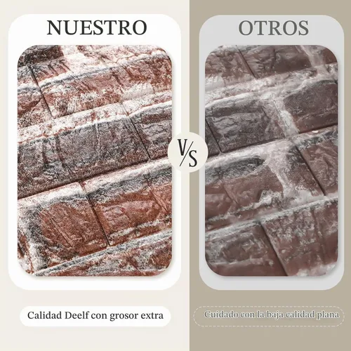 Vista 4 de Colarr 60 Piezas 58 Pies Cuadrados Paneles de Pared 3D Despegar y Pegar Papel Tapiz de Ladrillo 3D de Espuma Sintética Panelado Sintético Paneles
