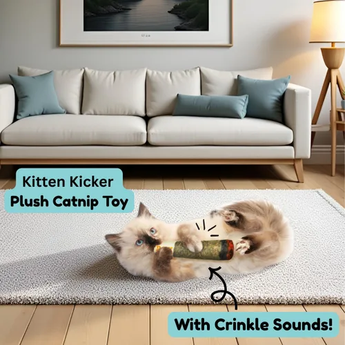Vista 3 de Nestpark Juguete para gatos con hierba gatera Doobie - Pateador de gatitos crujiente con hierba gatera extra fuerte - Juguete interactivo divertido