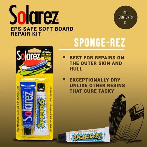 Vista 6 de SOLAREZ Kit de reparación de tablas suaves de curado UV EPS-Safe ~ Espuma de poliestireno y tablas de surf construidas con núcleo EPS
