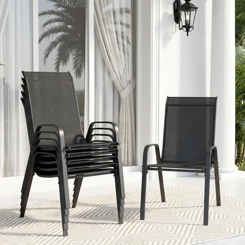 Vista 13 de TLSUNNY Silla de patio, sillas apilables de textileno para exteriores Azul Turquesa
