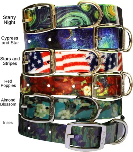 Vista 2 de DutchDog Amsterdam - Collar impermeable para perro, estrellas y rayas, 13-19 pulgadas, rojo/azul/blanco (DDCLSS19)