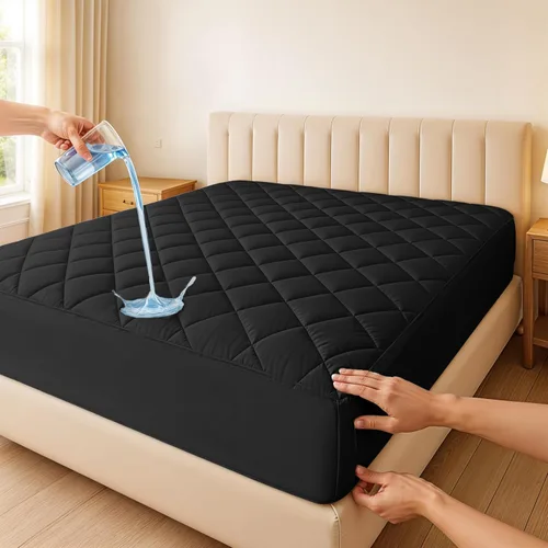 Vista 2 de LUX Décor Protector de Colchón Twin - Cubrecolchón Acolchado Elástico Ajustable Protector Hasta 16 Pulgadas de Profundidad - Cubrecolchón Suave