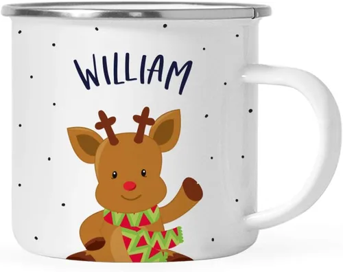 Vista 23 de Andaz Press Taza de café de acero inoxidable con nombre personalizado de 11 onzas para niños, diseño de búho azul festivo, 1 paquete, taza