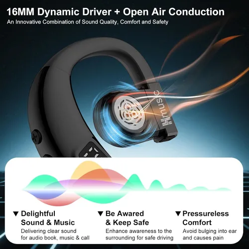 Vista 6 de Hmusic Auricular Bluetooth I6 – Auriculares de una sola oreja con micrófono