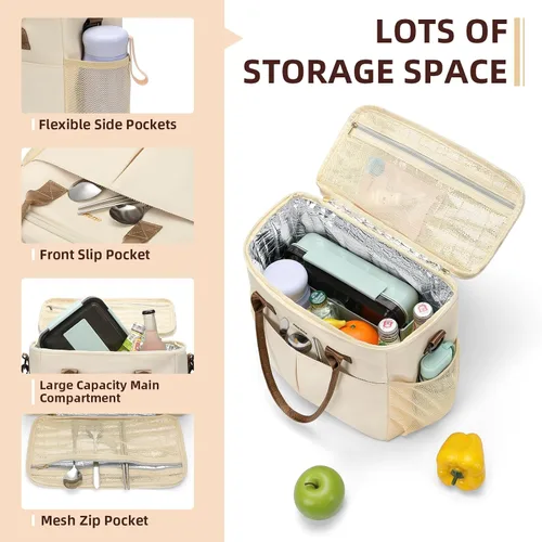 Vista 3 de MDODO Bolsas de almuerzo grandes aisladas para mujeres y hombres, lonchera para adultos con correa para el hombro para el trabajo, pícnics, salidas