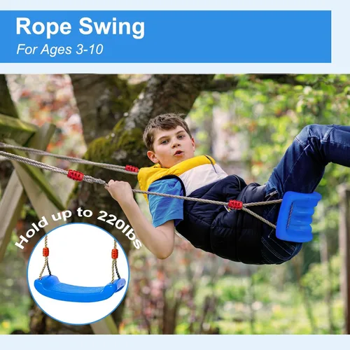 Vista 4 de IFOYO Asiento de columpio de árbol, accesorios para niños, patio de juegos al aire libre e interior, azul