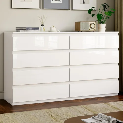 Vista 12 de Cómoda de madera negra para dormitorio, 5 cajones para almacenamiento de ropa, cómoda moderna con cajones anchos, cómoda de madera amplia para sala