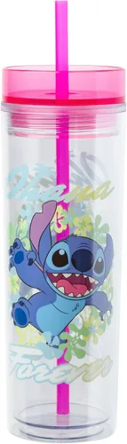 Vista 21 de Silver Buffalo Disney Lilo y Stitch Saludos desde Hawái con Scrump, Vaso de doble pared con forma de piña, 473 ml (16 oz)