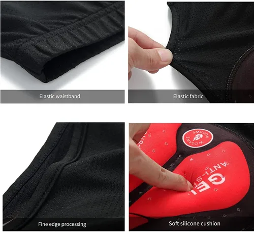 Vista 4 de WOSAWE Calzoncillos acolchados de gel 3D para hombre, ropa interior transpirable de compresión para bicicleta MTB