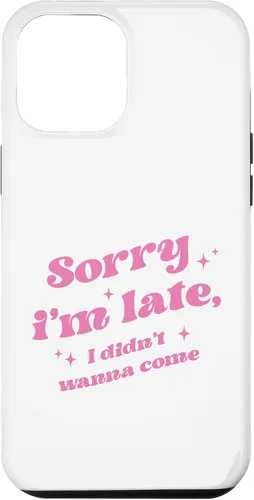 Vista 6 de Carcasa estética para iPhone 15 Sorry I'm Late I Didnt Want To Come, color rosa