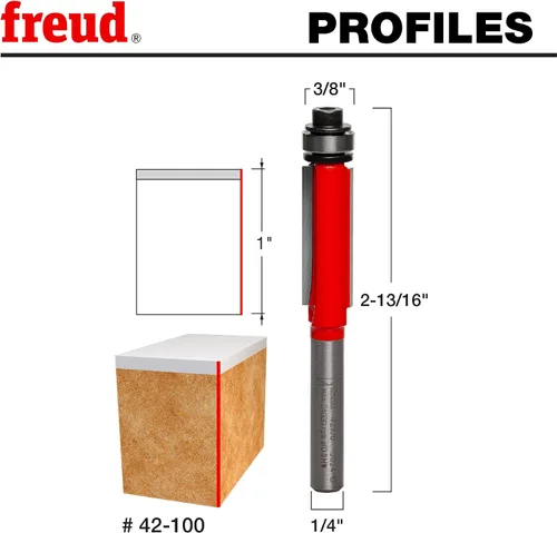 Vista 3 de Broca de fresado de 2 ranuras con mango de 1/4 de pulgada Freud 42-080 7/8 de pulgada de diámetro