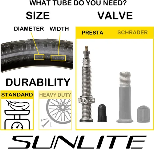 Vista 2 de Sunlite Tubos de bicicleta de válvula Presta estándar