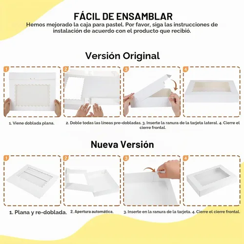 Vista 3 de TOMNK 25 piezas Cajas para galletas con ventana, 16x11x2.5 pulgadas Cajas de panadería grandes con despliegue automático para golosinas, postres