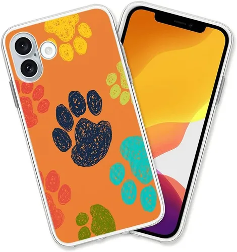Vista 34 de Diseño para iPhone 14 Pro Max, diseño de acuarela de perros, collage de Pug para iPhone, protección a prueba de golpes, funda transparente de TPU
