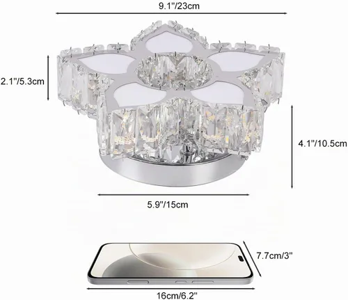 Vista 5 de FRIXCHUR - Lámpara de techo de cristal con flores pequeñas, 20 W, 3