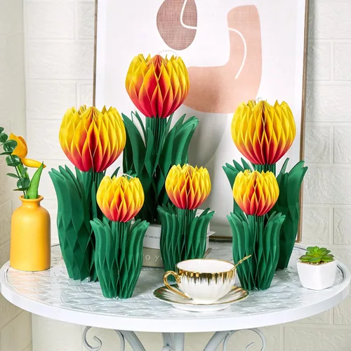 Vista 9 de 12 centros de mesa de panal de flores verdes, para decoraciones de fiesta de flores, reutilizables, de fácil montaje, decoración de mesa de jardín
