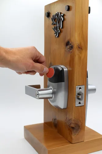 Vista 8 de Cerradura de puerta con palanca comercial RFID, aplicación de sistema de control de acceso, incluye 2 tarjetas NFC (mano izquierda)